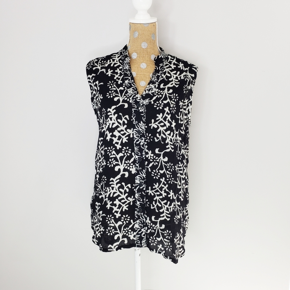 Soft Surroundings miravilla tunic blk/wh s…